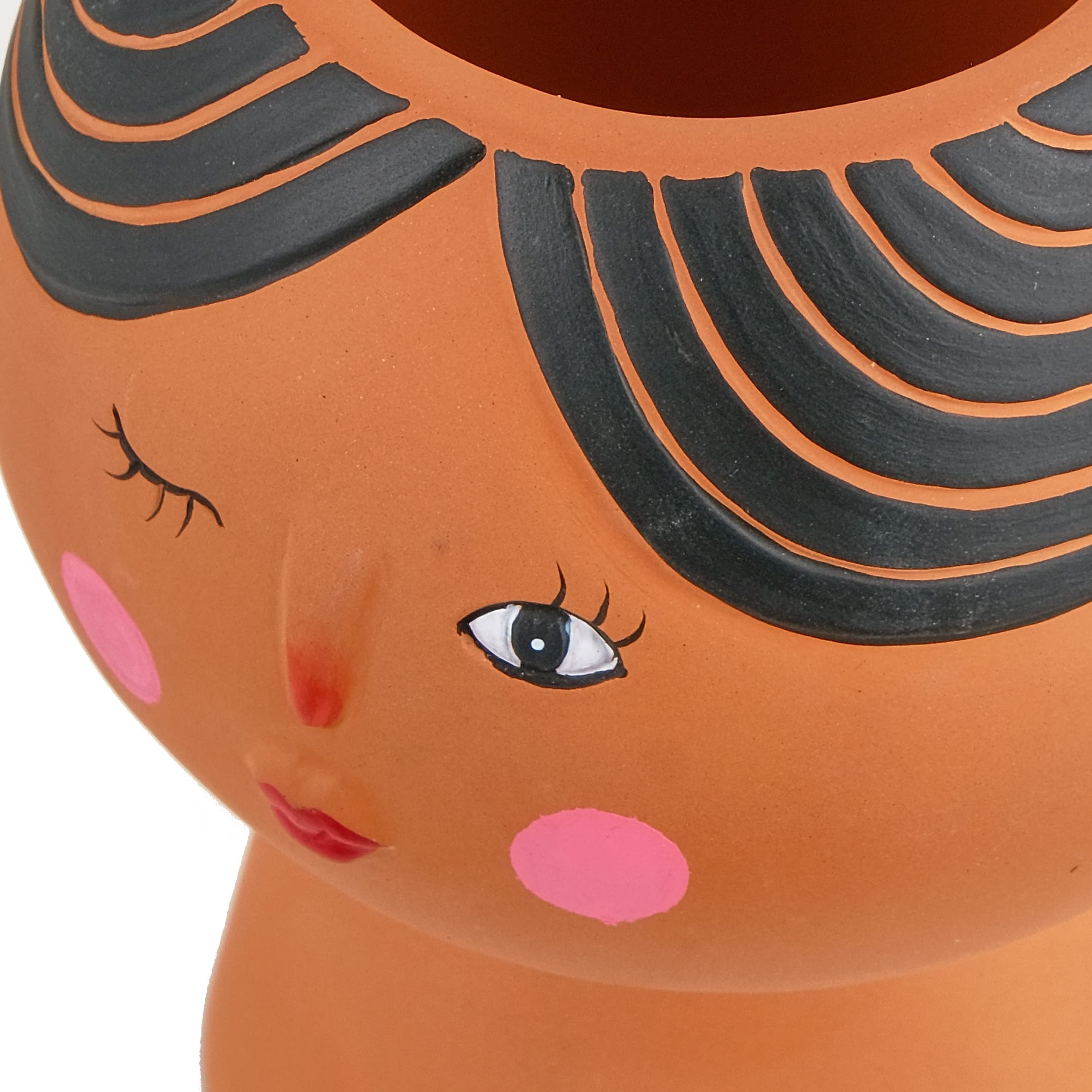 Vaso Ceramica Design Con Volto - Soprammobile Moderno 21x13x20 Cm, Capelli Rossi - Foto 5