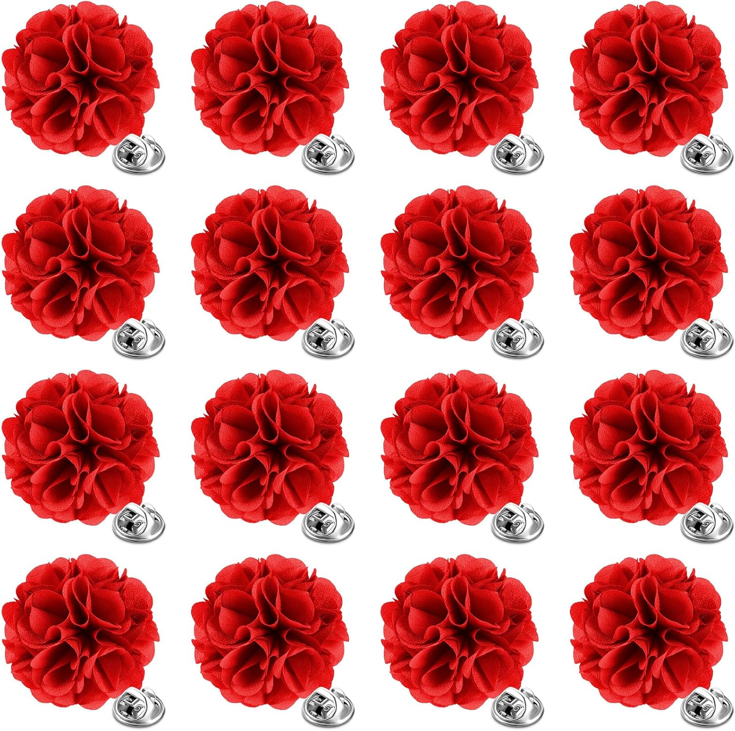 16 Pcs Lapel Flowers for Men Suits Flower Lapel Pins for Men Brooch Pins Handmade Satin Boutonniere