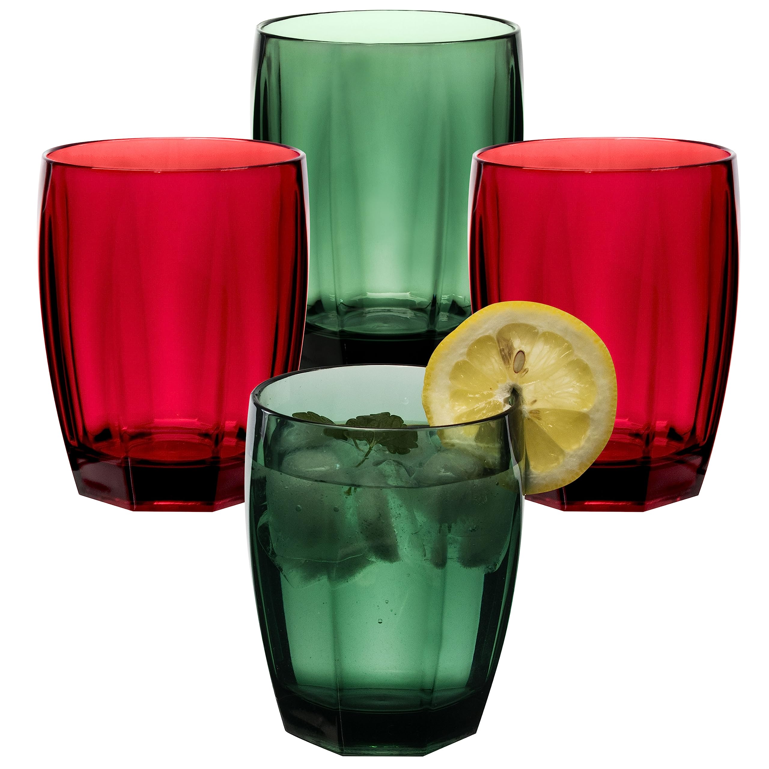 Vaisselle en mélamine Toscane Deep pour 2 personnes – Rouge/vert – Aspect mandala Passe au lave-vaisselle Vaisselle de camping Camping Camping Festival pique-nique Jardin Party