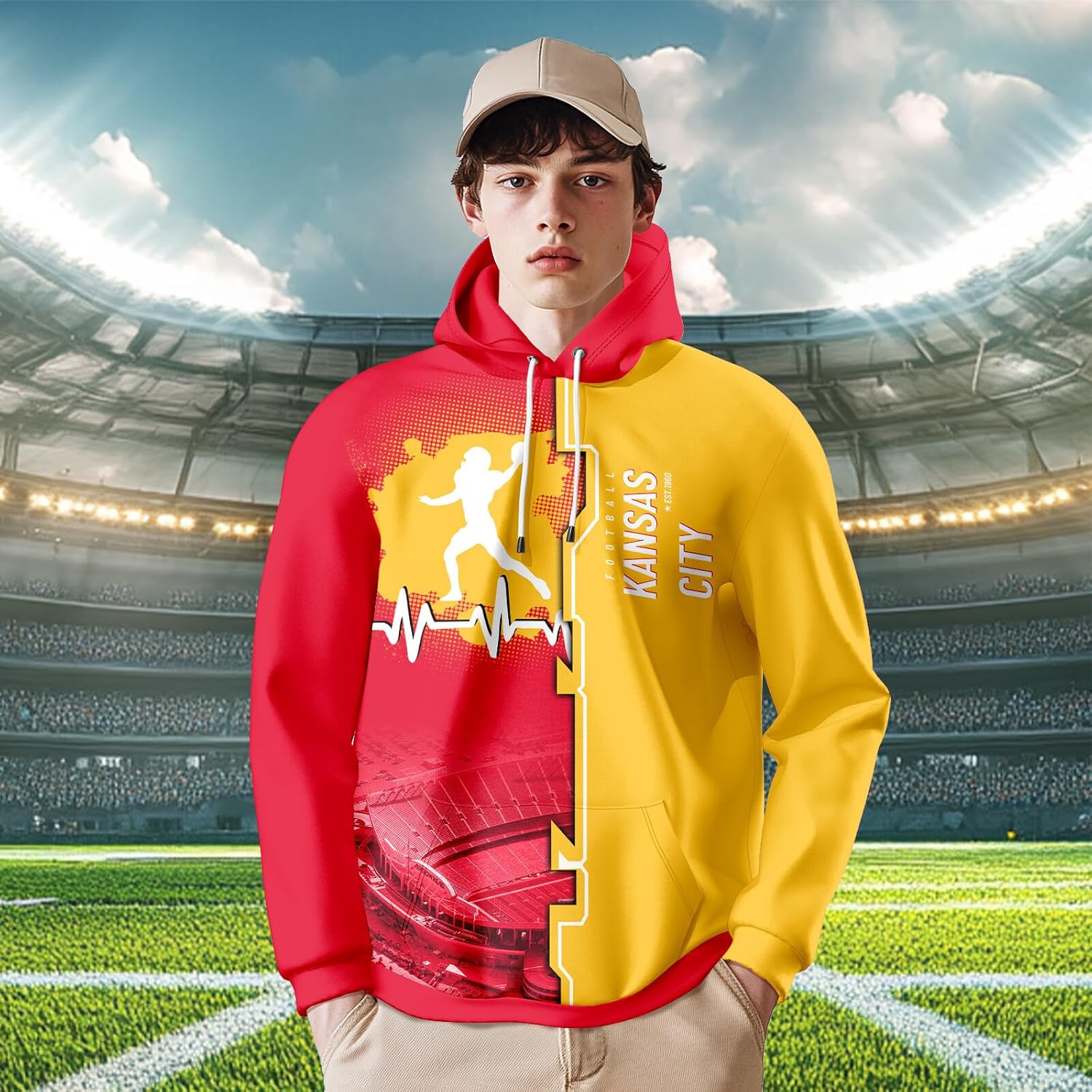 Men's City Football Hoodie Soft Lightweight Pullover Fashion Hooded Sweatshirt Football Team Fans Gift Game Day Apparel - Image 3