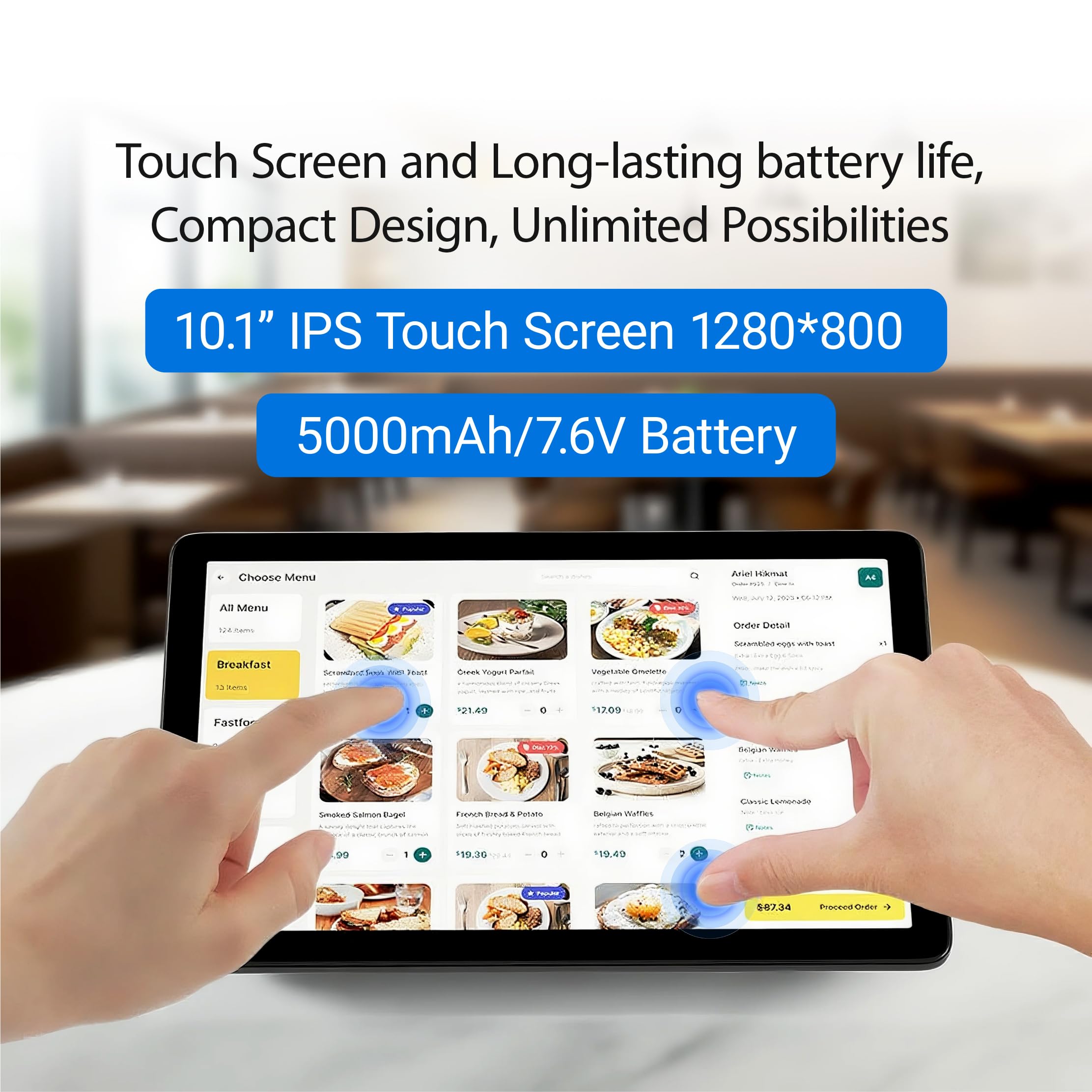 Mini Computer PC-HEIGAOLAPC Touchscreen Mini Tablet Computer Win 11 Pro, 10,1 Zoll, N5100, 8GB RAM, 128GB ROM, 5000mAh Akku, Dualer 4K Bildschirmanzeige, HDMI 2,0, Type-C3,1, 4xUSB3,0, RJ45 Lan, Rs232
