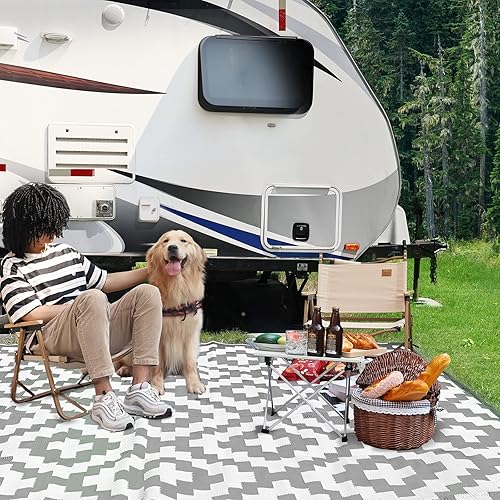 RVGUARD Alfombras de exterior, alfombra reversible para patio de 9 x 12 pies, alfombras de campamento impermeables para interiores y exteriores,