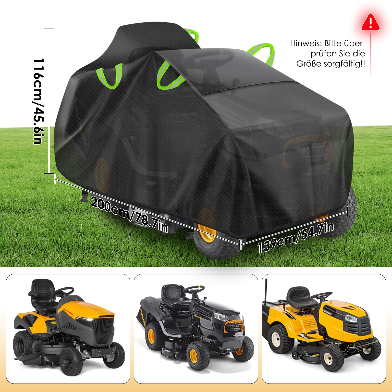 YedZen Housse Tondeuse Autoportée 200x139x116 Cm - Protection Oxford 600D Imperméable