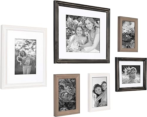 Miniatura 4 de Kate and Laurel Burdeos - Kit de pared de marco de galería industrial de granja, juego de 6 con marcos de varios tamaños, marrón rústico, negro