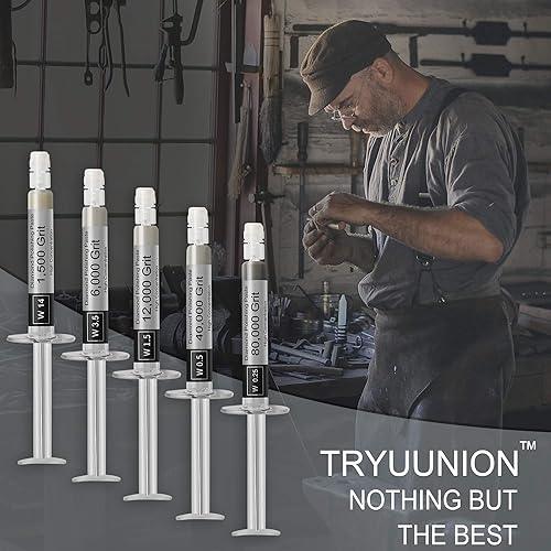 Miniatura 7 de Tryuunion Compuesto de pulido de diamante, 5 piezas de pasta de lapping de grano 1500 a 80000, kit de compuesto de lapping para joyas, metal,