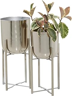 Deco 79 Metal Indoor Outdoor Planter Deep Recessed Dome Large Planter Po...
