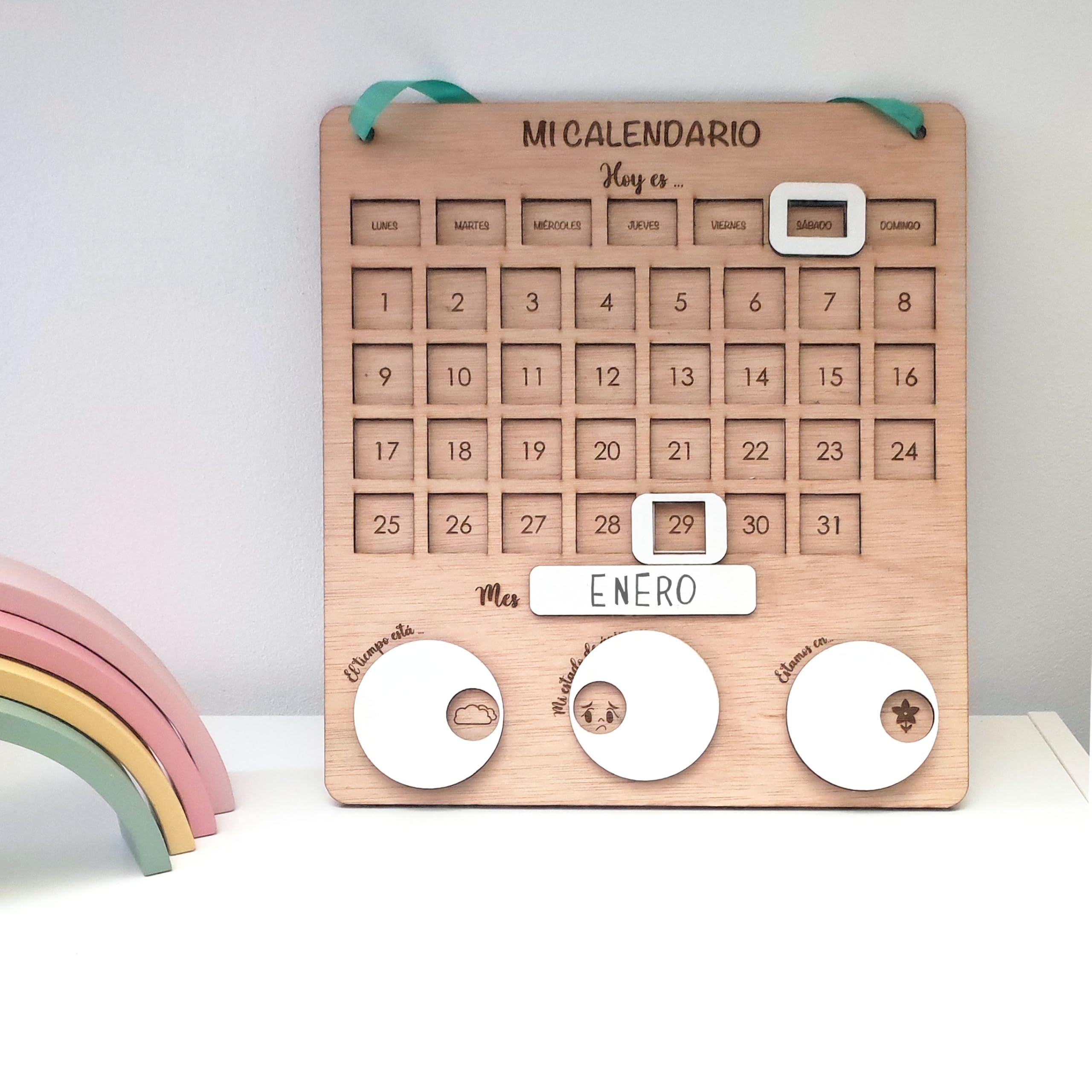 Calendario Montessori | Calendario de Aprendizaje | Aprender días, semanas, meses, estados de ánimo y tiempo | Lulamuk
