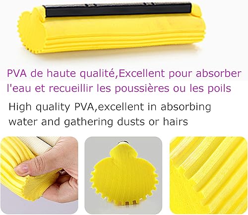 Miniatura 9 de Repuestos de cabezal de fregona de rodillo de esponja, paquete de 3 almohadillas de esponja absorbentes de repuesto, 15 pulgadas, amarillo