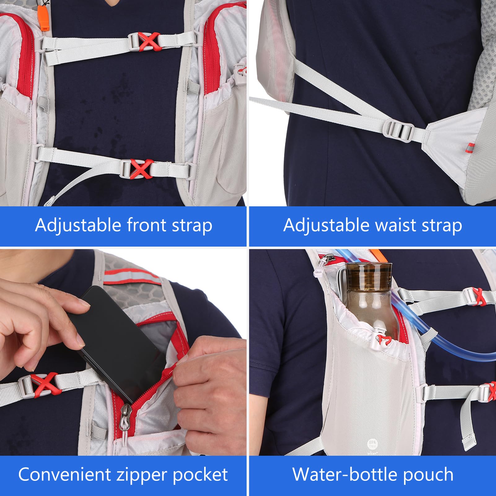 Lixada Mochila Hidrataci Mochila para Correr Ligera para Correr Ciclismo Equitaci Excursionismo Alpinismo