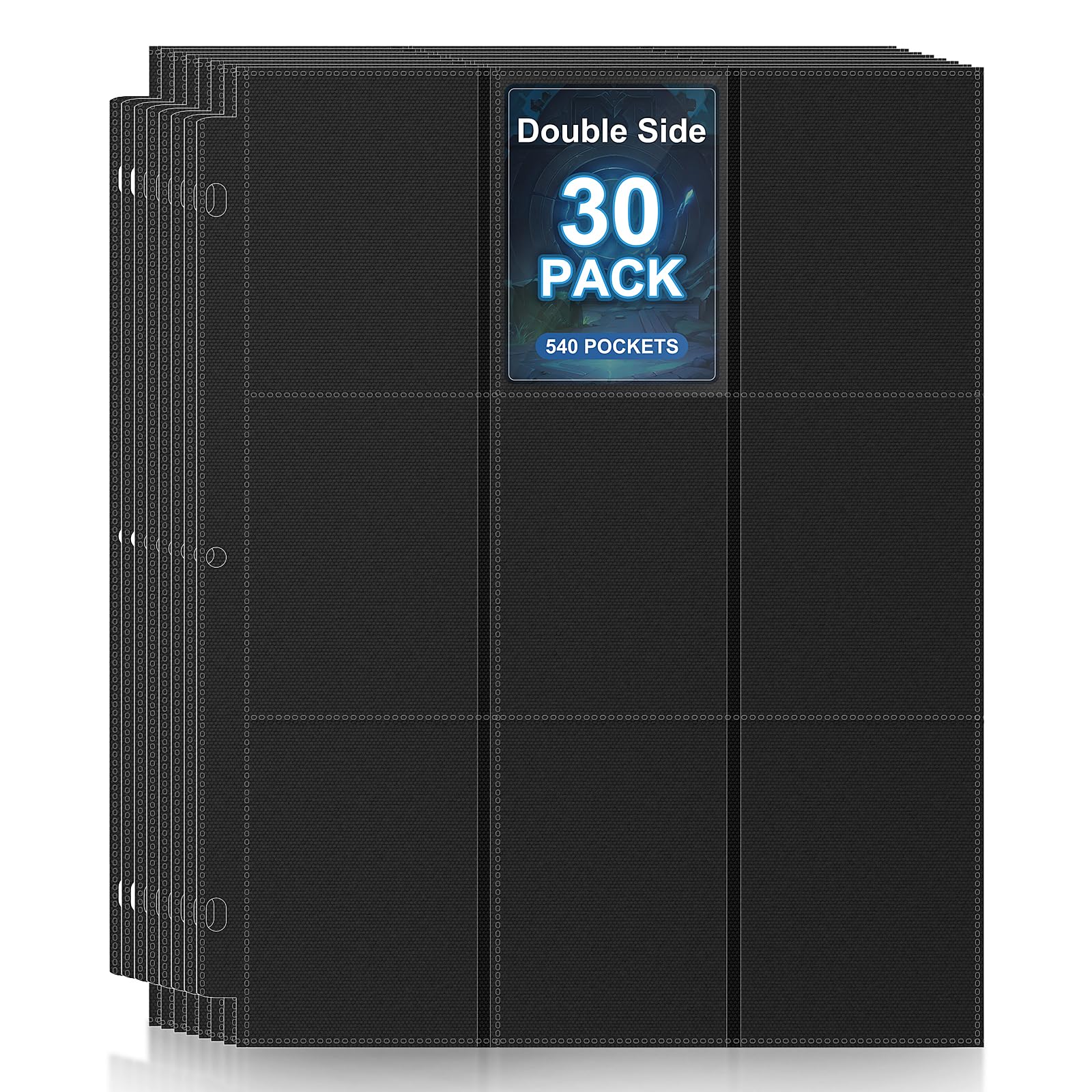 30 Pack Sheet Protectors,9 Pocket Double Sided Card Sleeves Page Protectors for 3 Ring Binder, 540 Pockets Baseball Card Binder,Fit for MTG, TCG, Baseball Standard Cards