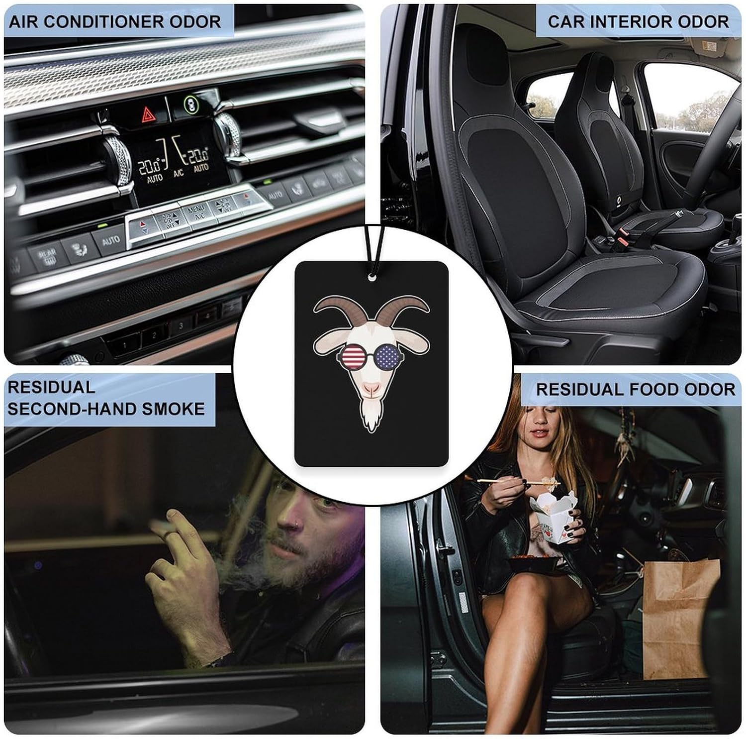 Goat U.S.A Flag Car Air Freshener Hanging Car Scent Cards Decor Interior Accessories