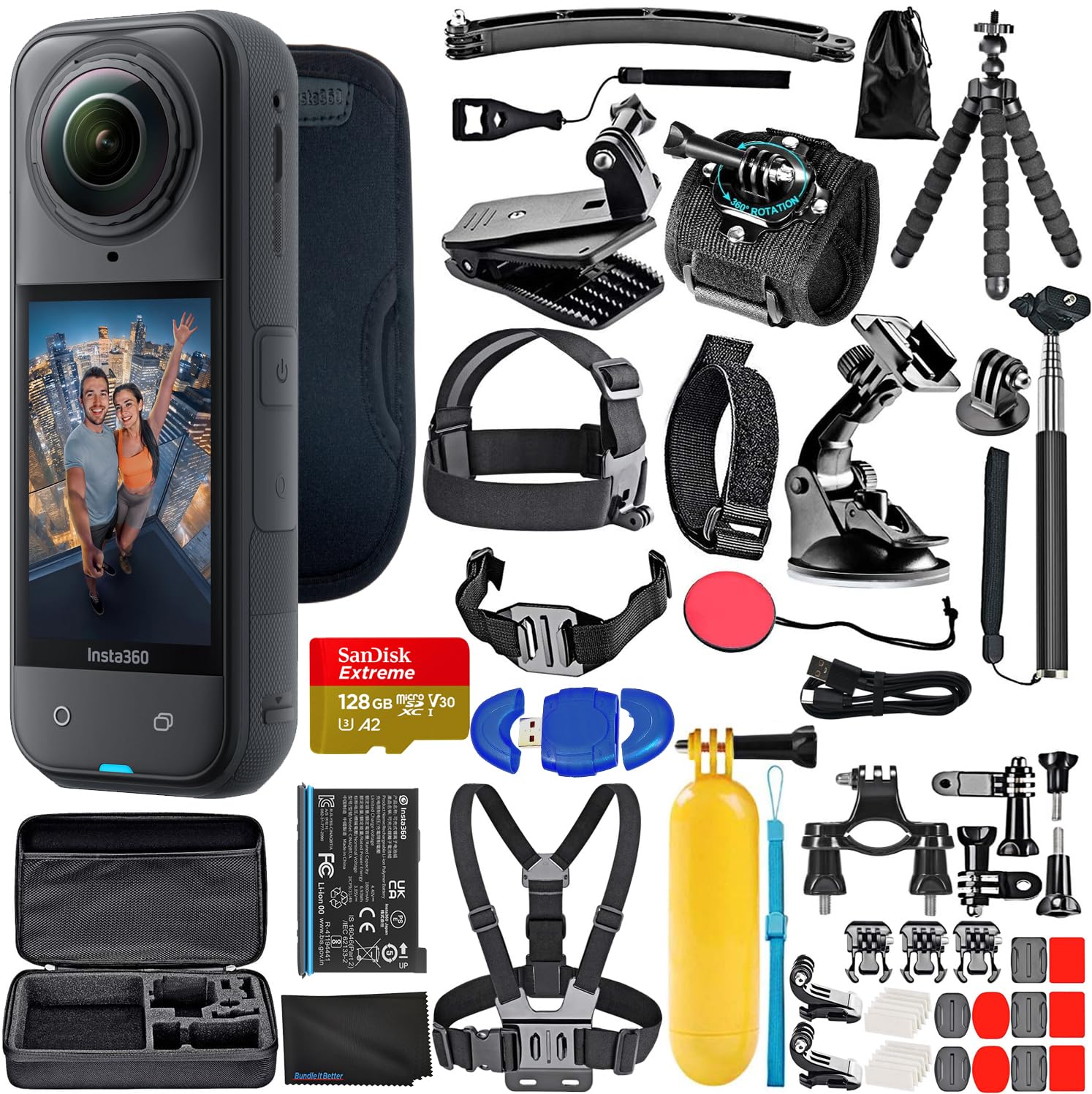 Bundle It Better Insta360 X5 - Waterproof 8K 360° Action Camera + 50-in-1 Accessory Kit + 128GB Card + More