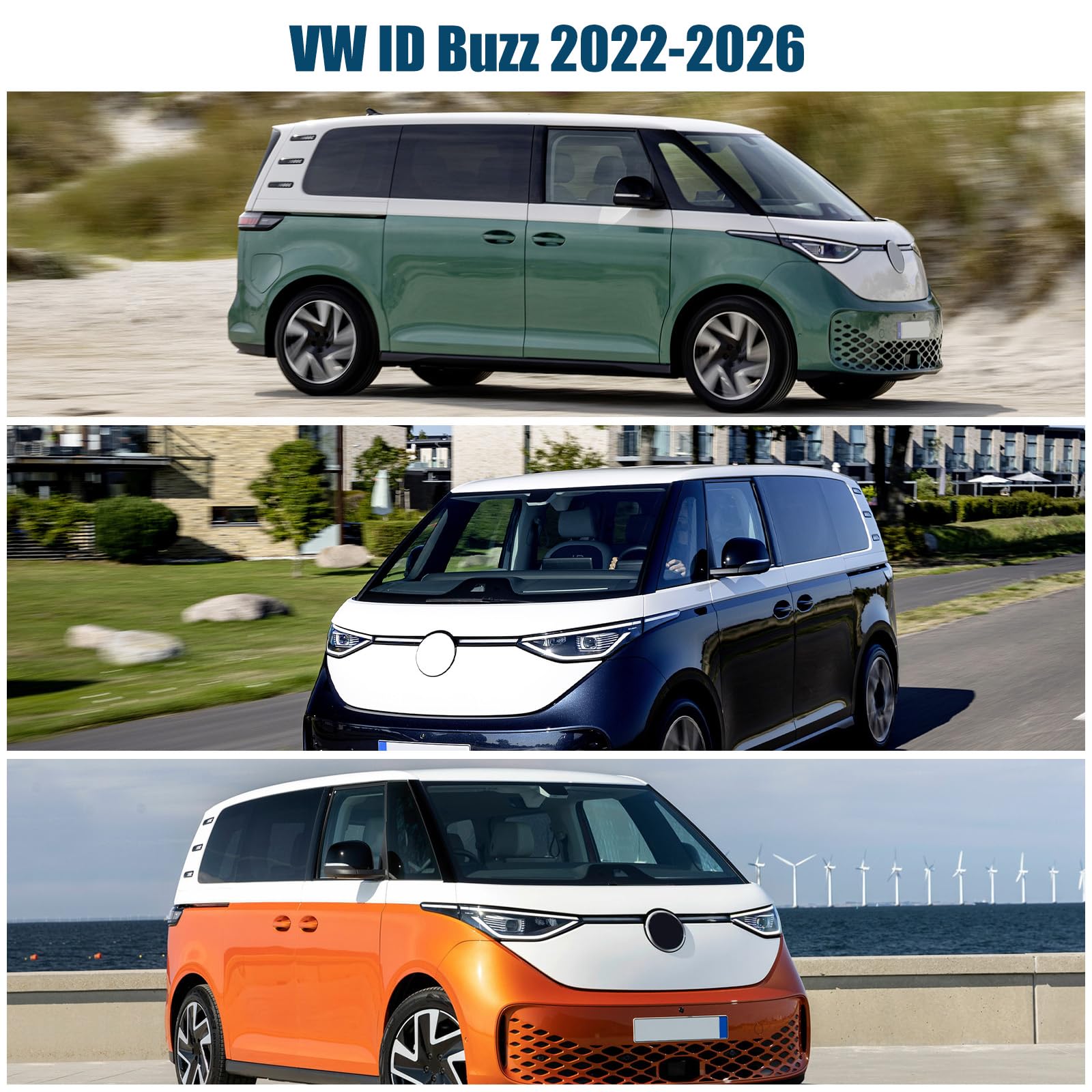 Parasol Coche Delantero para VW ID Buzz 2022-2026, 5PCS Parasol para Parabrisas de Coche, Bloquean los Rayos UV, Protegen la Privacidad y del Sol, No Necesitan Ventosas