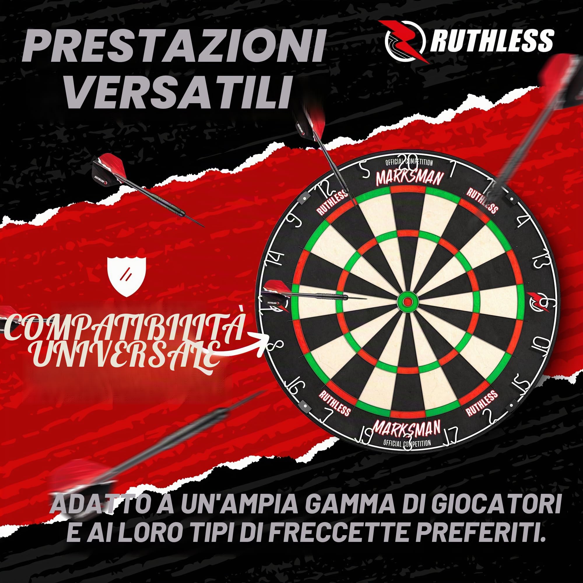 Ruthless Marksman Dart Board Bersaglio professionale ultra sottile in filo di sisal per freccette con punta in acciaio DB072