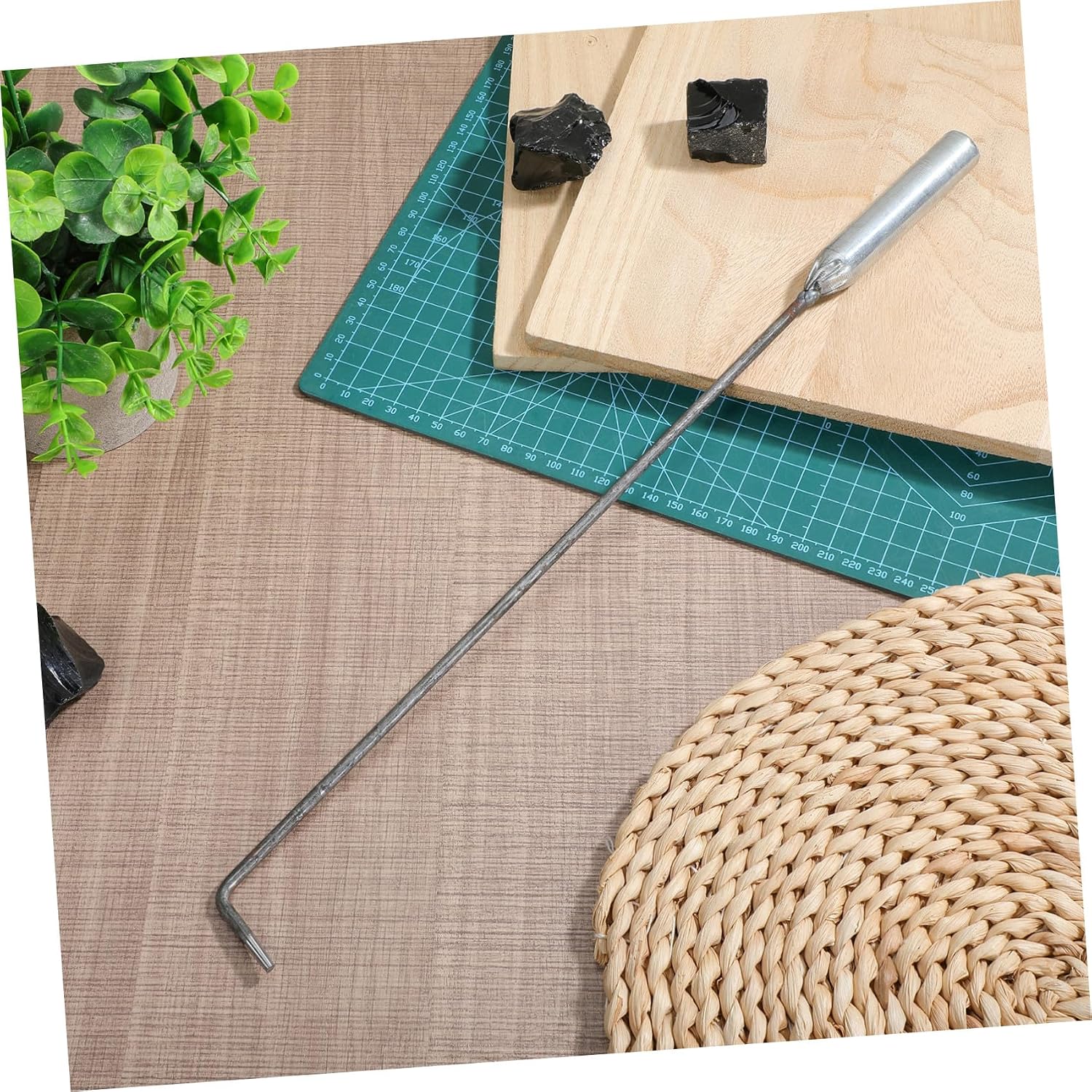 Fireplace Poker Hook Long Handle Multi-Function Tool Metal Fire Pit Poker Easy to Carry