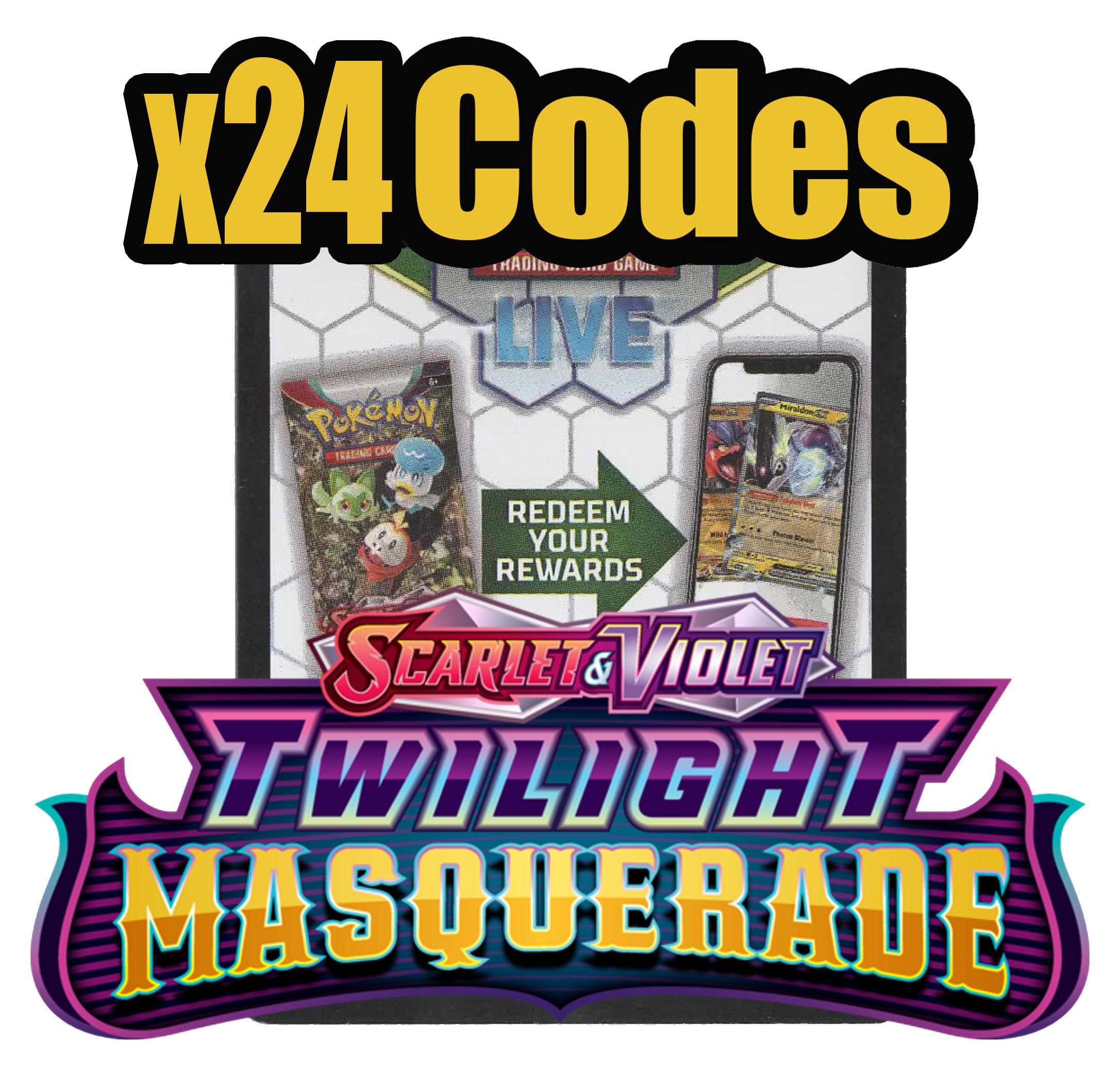 code cards pokemon tcg Amazon.com: Twilight Masquerade – Pokemon Code Cards x24 –  Redeamable/Unused : Toys & Games