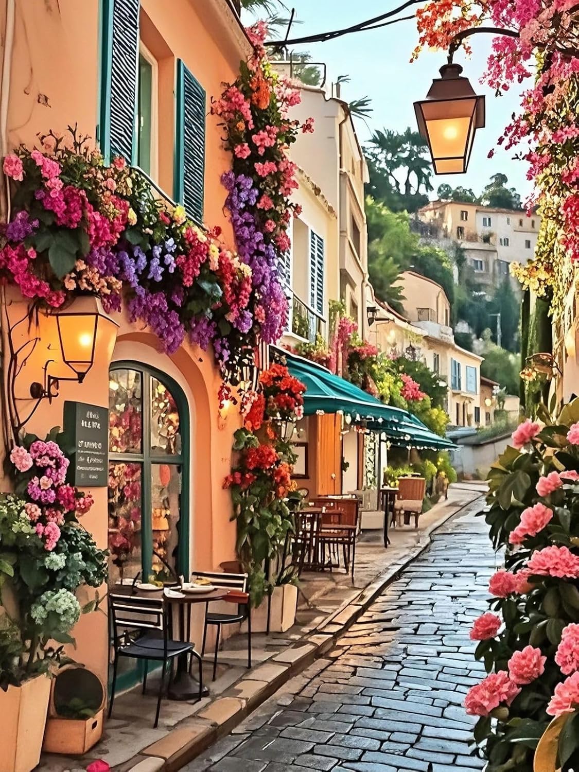 Yunruily Malen Nach Zahlen Erwachsene Straße-Paint by Numbers Kits for Adults,Landschaft Diy Malen Nach Zahlen und Acrylfarbe,zur Heimdekoration,Kein Rahmen (40cmx50cm)