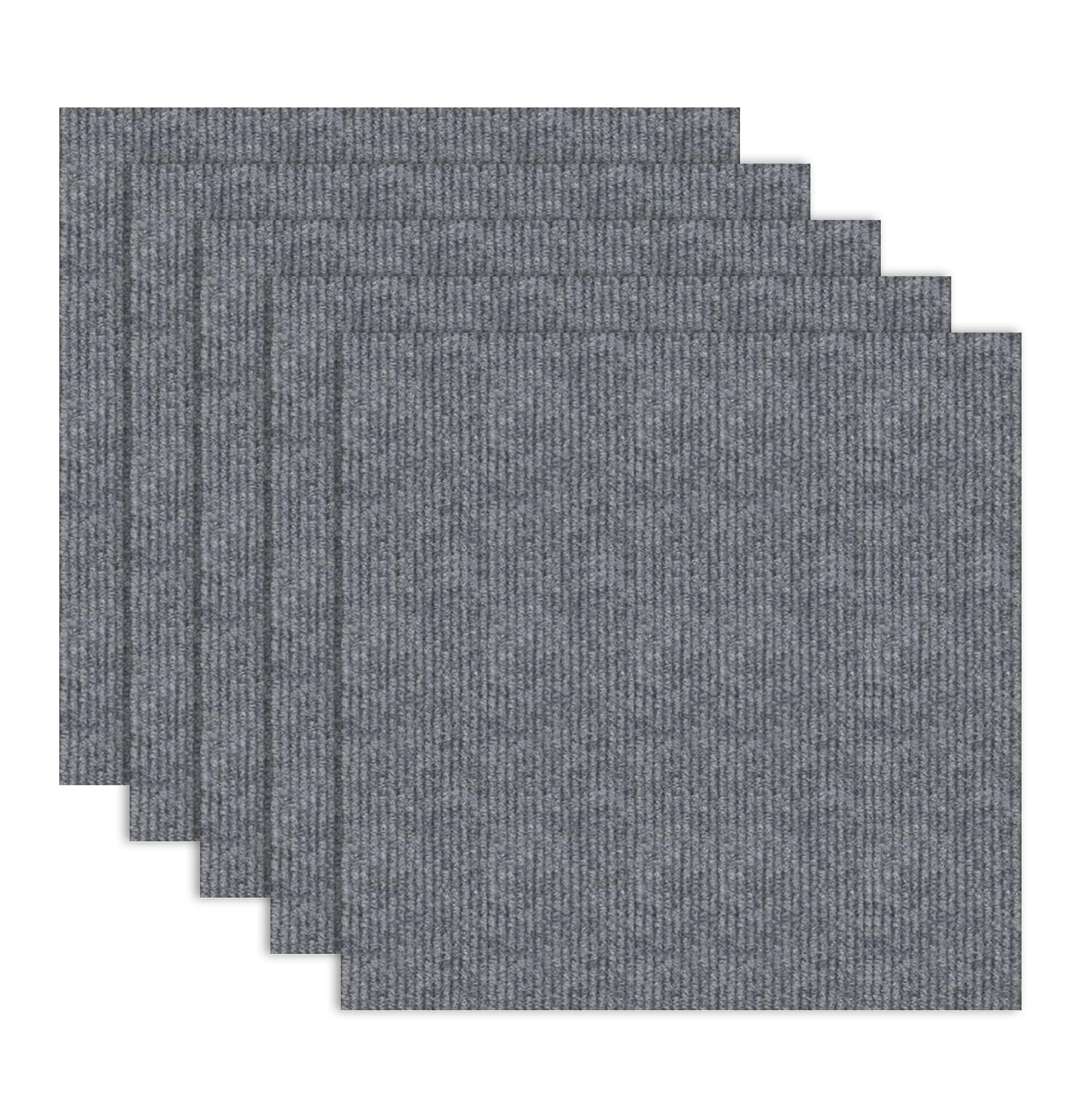 30x30 cm Carpet Tiles, Self Adhesive Carpet Tile, Peel and Stick Floor Tiles, Soft Padded Non-Slip Hardwearing for Office, Home, Kitchen, Bedroom (20, Light Grey) โ image 1