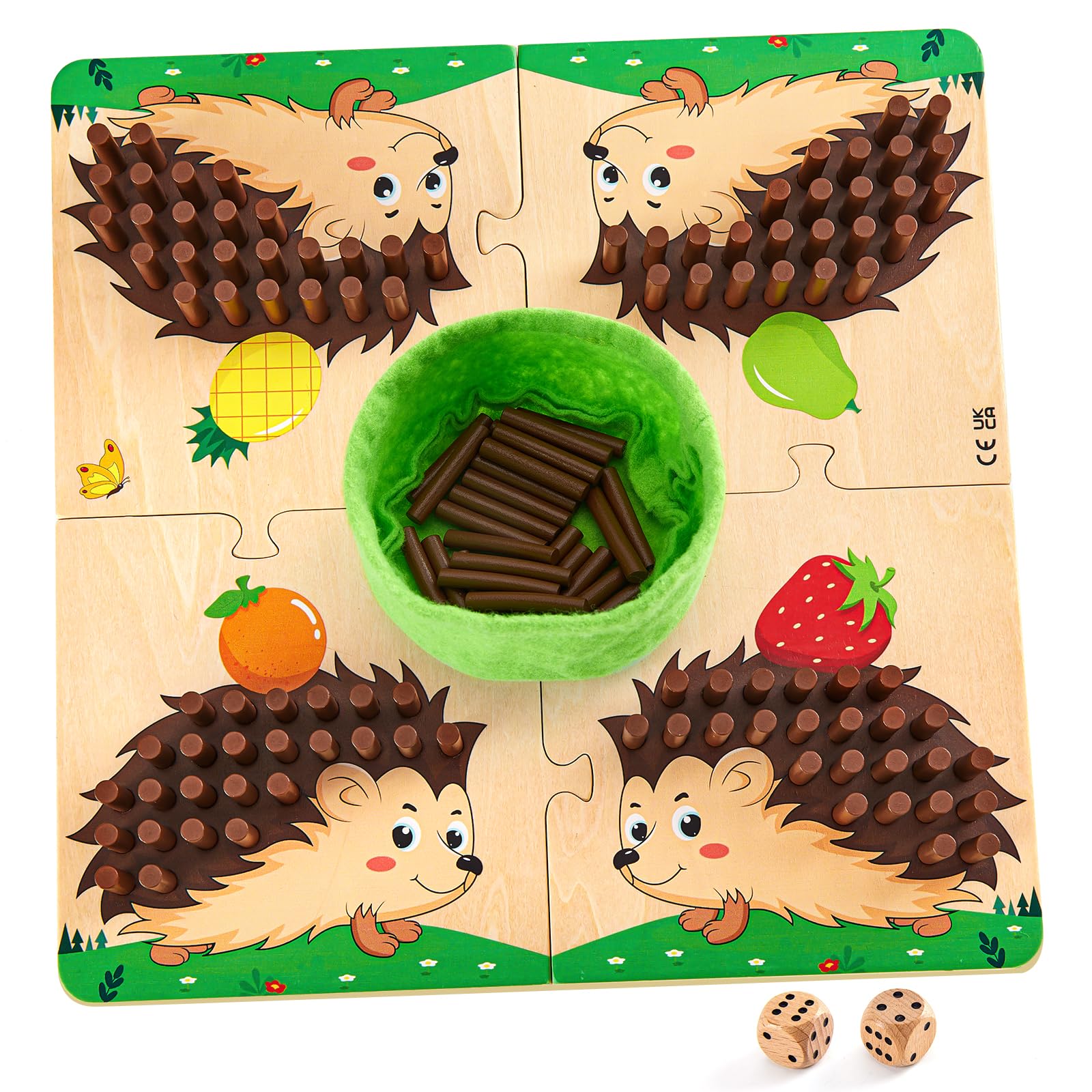 Juego de Mesa de Erizo de Madera, Juguete Montessori 3 4 5 6 Años, Juego de Dados Niños Juego de Matemáticas de Motricidad Fina y Juguete para Contar, Juego Familiar Juego de Viaje Regalos