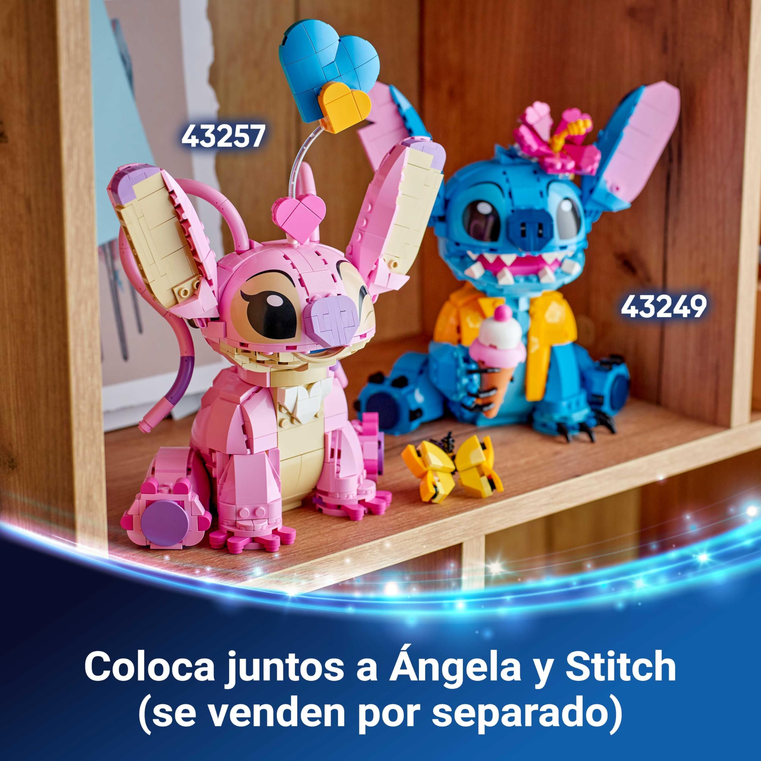 LEGO | Disney Ángela - Juguete de Construcción de Lilo y Stitch - Figura Articulada de Amiga de Stitch con 3 Globos de Corazón y Mariposa - Regalo para Niñas y Niños de 9+ Años y Fans Adultos 43257