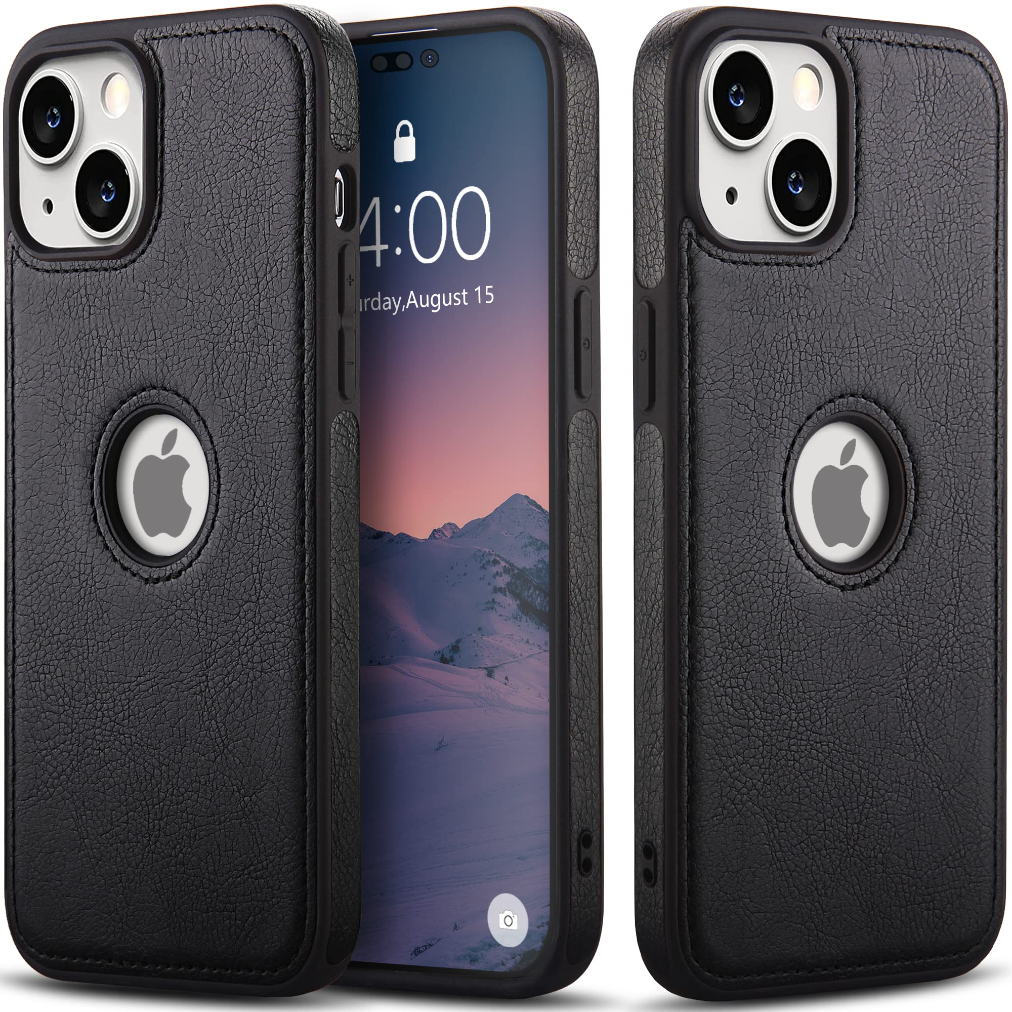 Razstorm Unique Design Luxury Leather Business Phone Case for iPhone 14 Plus Anti-Slip Scratch Resistant Ultra Slim Protective Case (2022,6.7”) (Black)