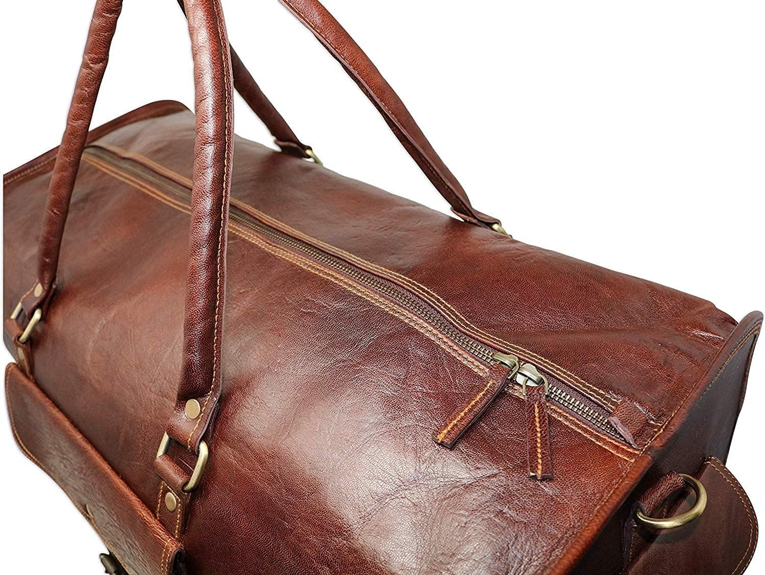 Jaald 20" Leather Duffle Bag Travel Carry-On Waterproof Luggage Overnight Gym Weekender Bag