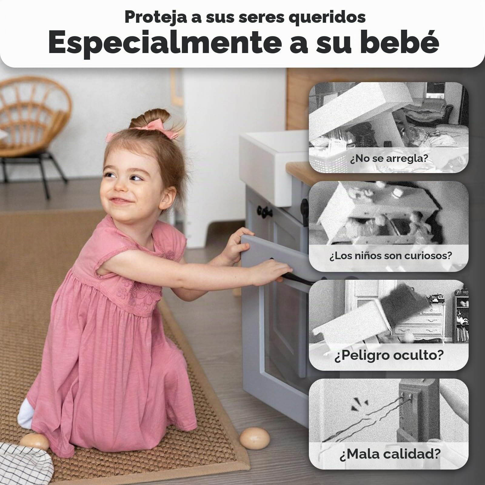 Joythink Correa de seguridad anti puntas para TV y muebles, ajustable, antipuntas, a prueba de bebés, conectores de metal para seguridad infantil, abrazadera VESA negra
