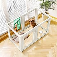 Vista 24 de FXW AuraSpace - Cerca acrílica para perros pequeños, para interiores, 24 pulgadas, 2 paneles, incluye 1 puerta y 1 panel, color negro