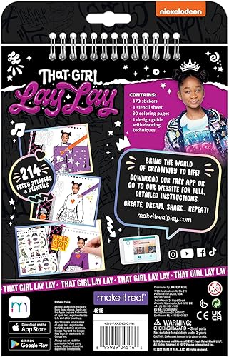 Miniatura 2 de That Girl Lay Lay Cuaderno de bocetos de diseño de moda - Make It Real, Nickelodeon, incluye 214 calcomanías y plantillas, dibuja boceto y crea,