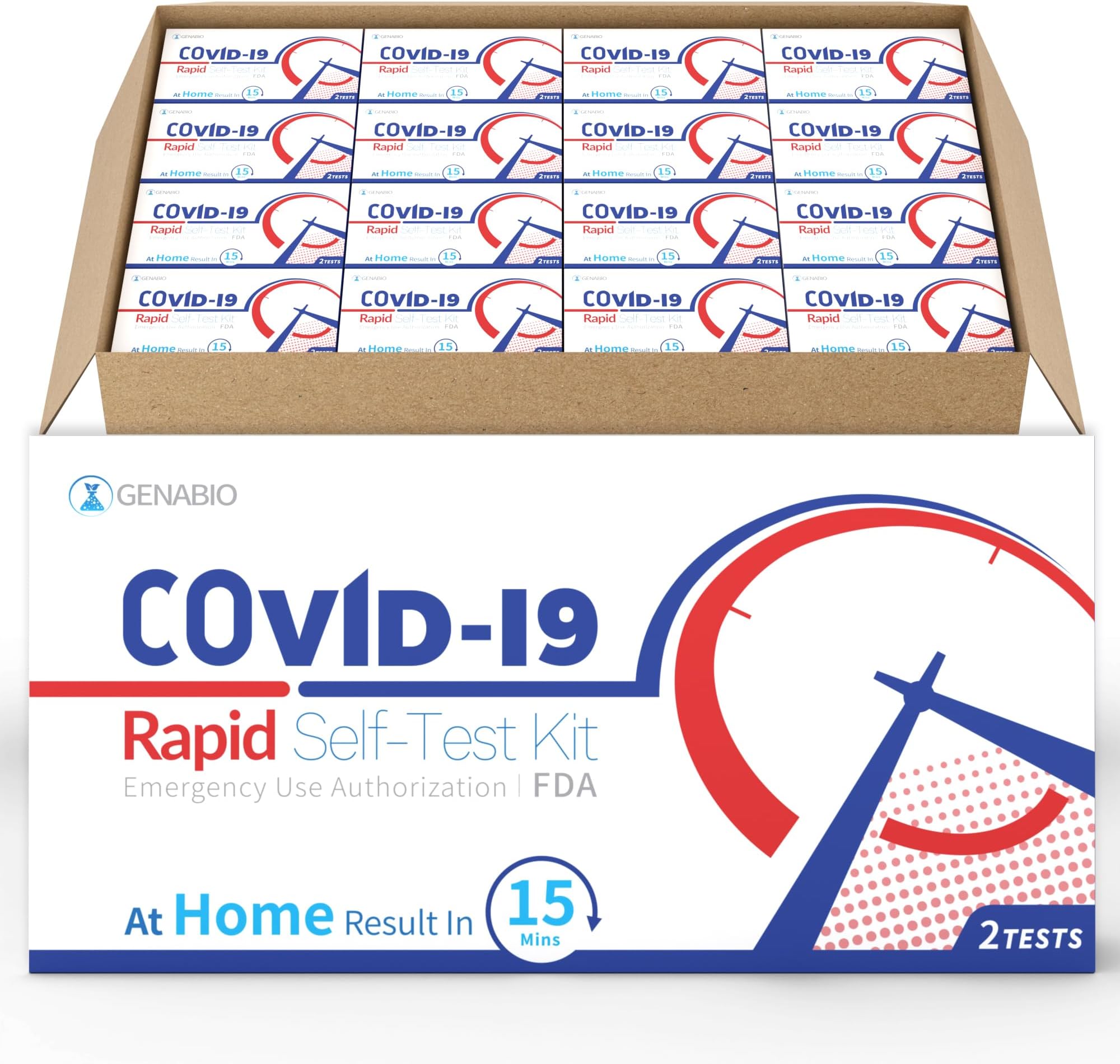 Genabio COVID-19 Antigen Rapid Self-Test Kit (204 Tests) – FDA EUA Authorized | 15-Minute At-Home Results | OTC Nasal Swab – Ages 2+ (102 Packs, 2 Tests per Pack)