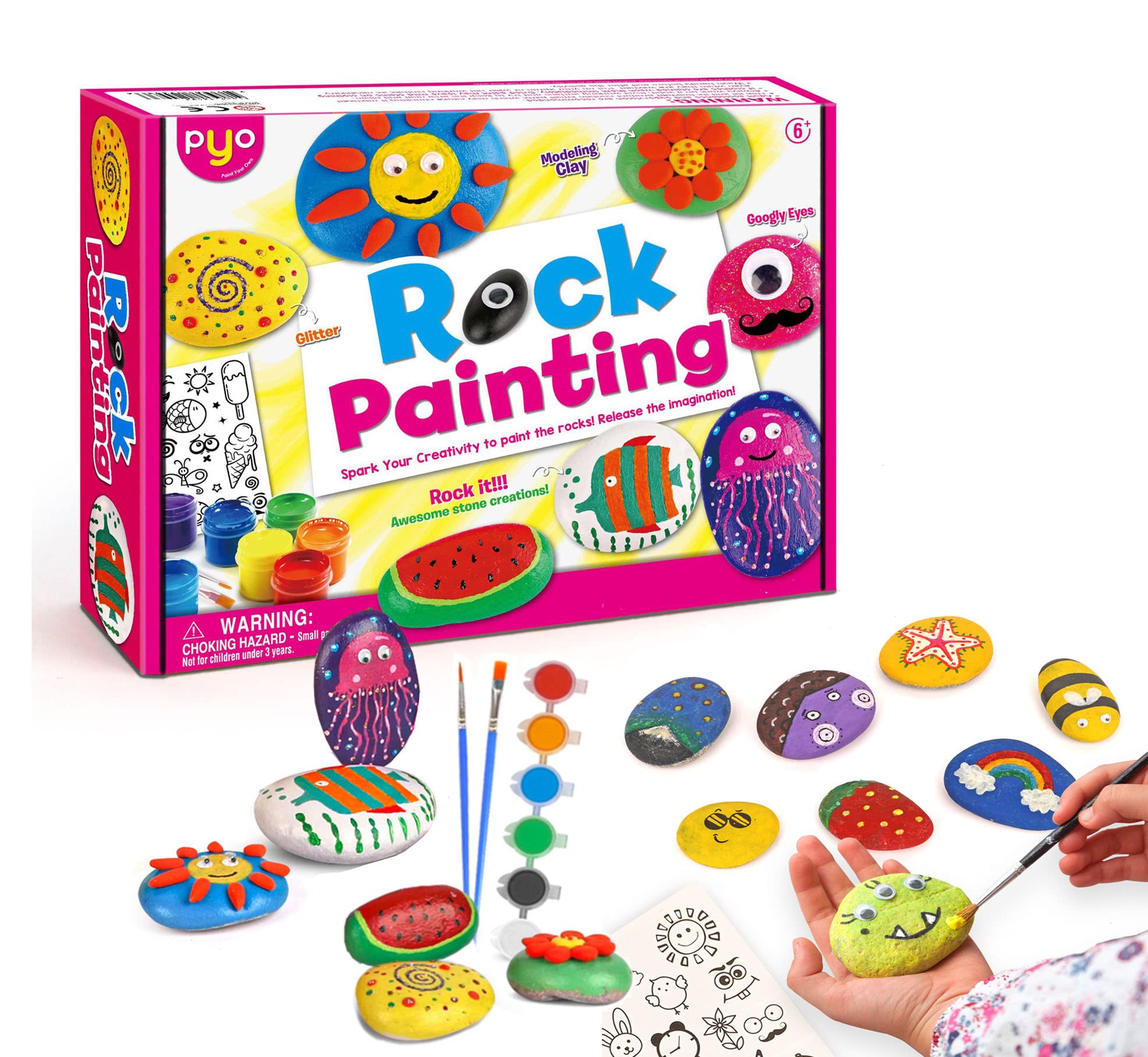 Rock Painting Kit for Kids -Arts and Crafts for Kids Ages 6-12 -Creative Kids Craft Paint Kits- Best Tween Paint Gift, Kids Activities,Toy Gifts for Boys and Girls Ages 4+
