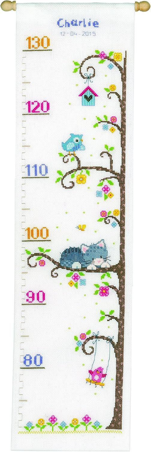 Vervaco "Height Chart Cat in the Tree" Cross Stitch Kit