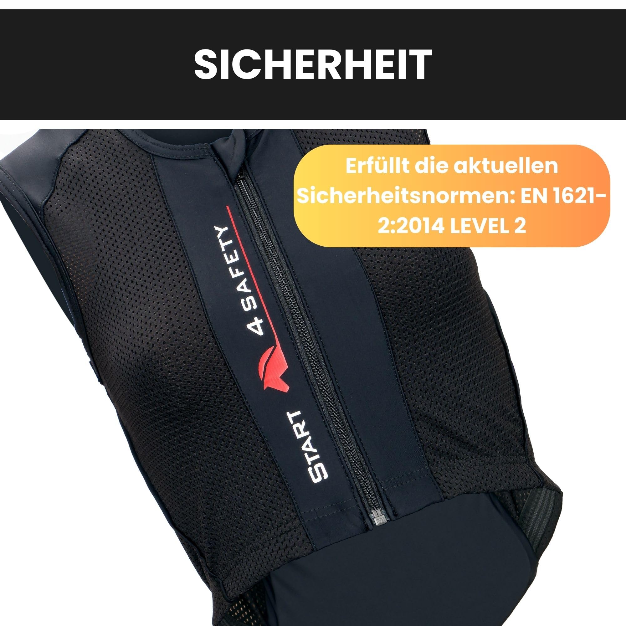 Start - Gilet di sicurezza da equitazione per donna, uomo e bambini, protezione per la schiena livello 2 EN1621, flessibile, regolabile, traspirante, FlexCheck