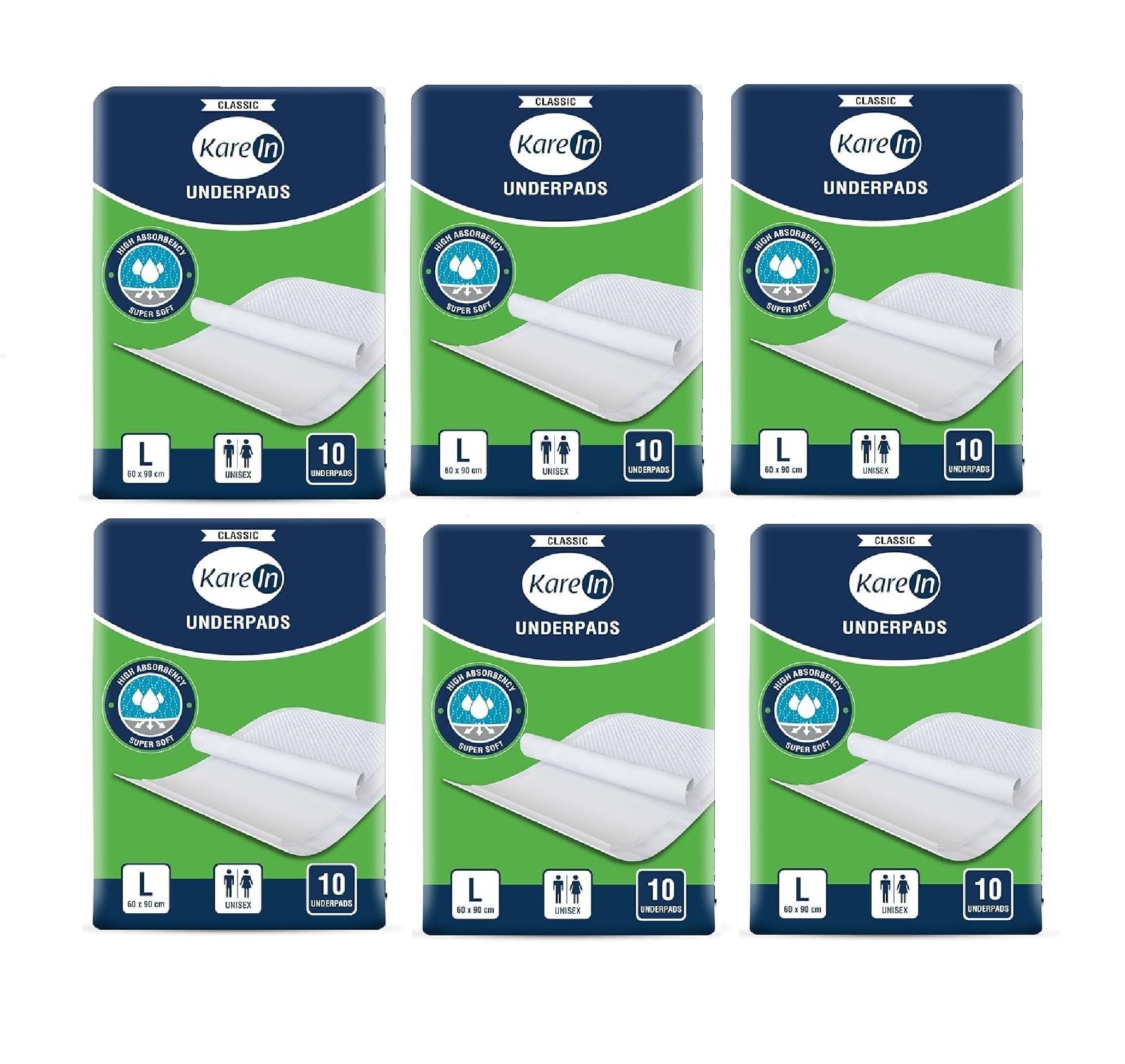 KareIn Classic Underpads, Large, 60 x 90 Cm, Superior Absorbency, Leak Proof, 60 Count (Pack of 6) (B0CVQGZLR7) Amazon Price History, Amazon Price Tracker