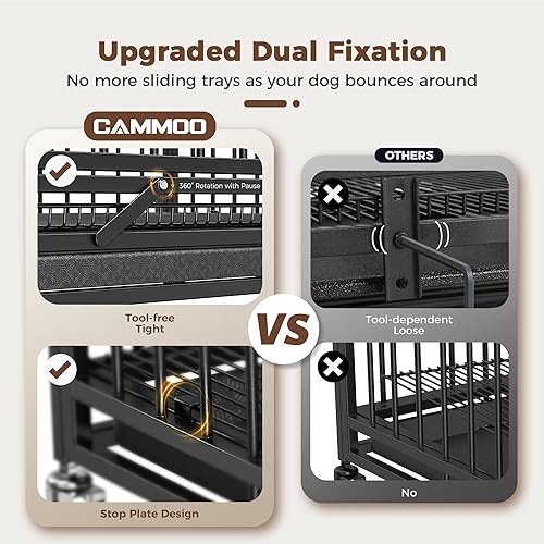Miniatura 7 de Jaulas para perros de 48 a 38 pulgadas para perros grandes, 4 ruedas con cerradura mejoradas, puerta extraíble, perrera para interiores, carga