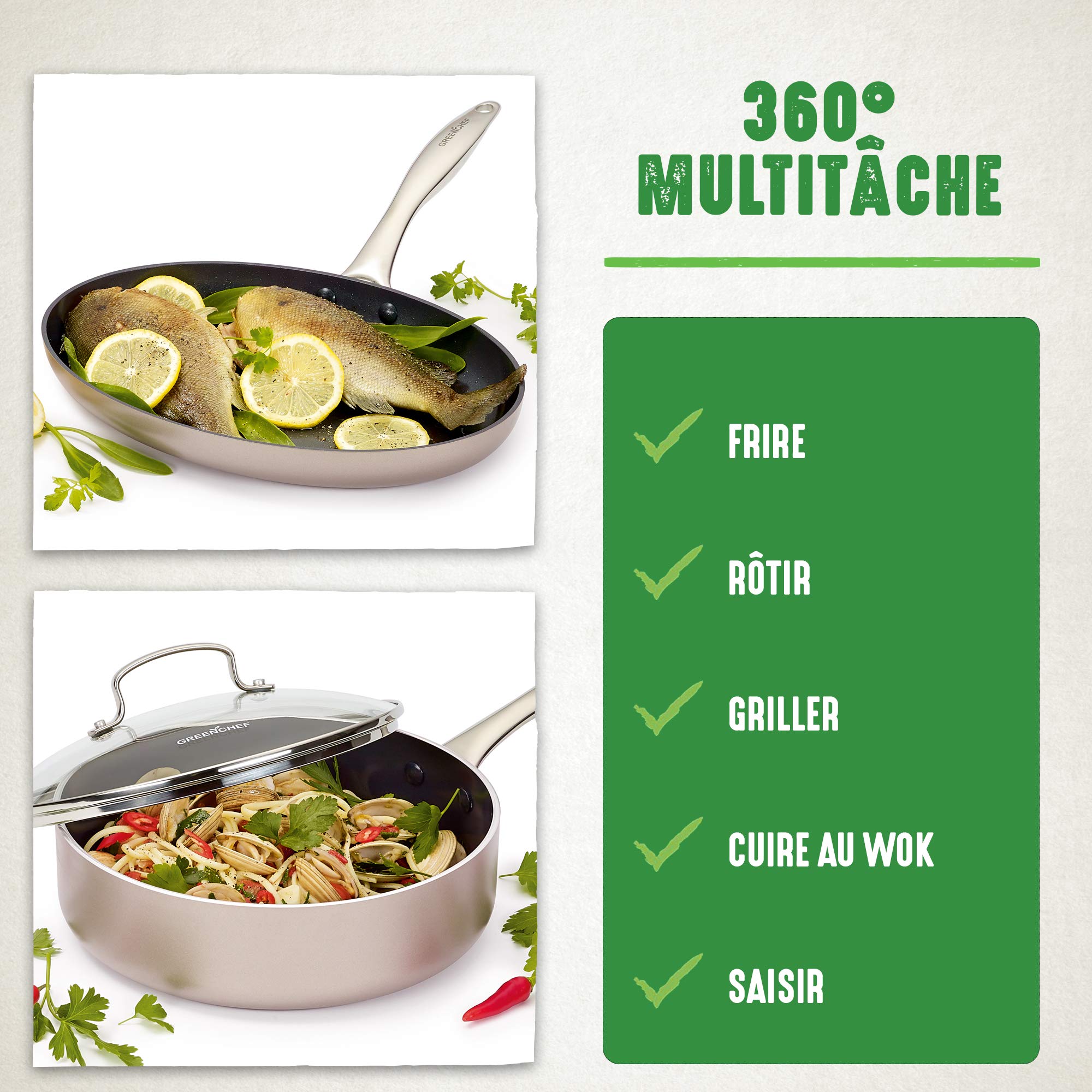 GREENCHEF ROYAL BRONZE CC001109-001 Poêle Aluminium, Bronze, 20cm
