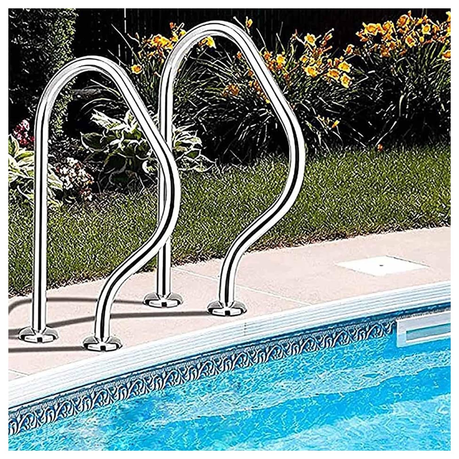 Pool Rail Pool Railing,Swimming Pool Stair Rail,Humanized Swimming Pool Handrail,with Quick Installation Base,250 Lbs Load Capacity,for Indoor Outdoor Pool Water Park
