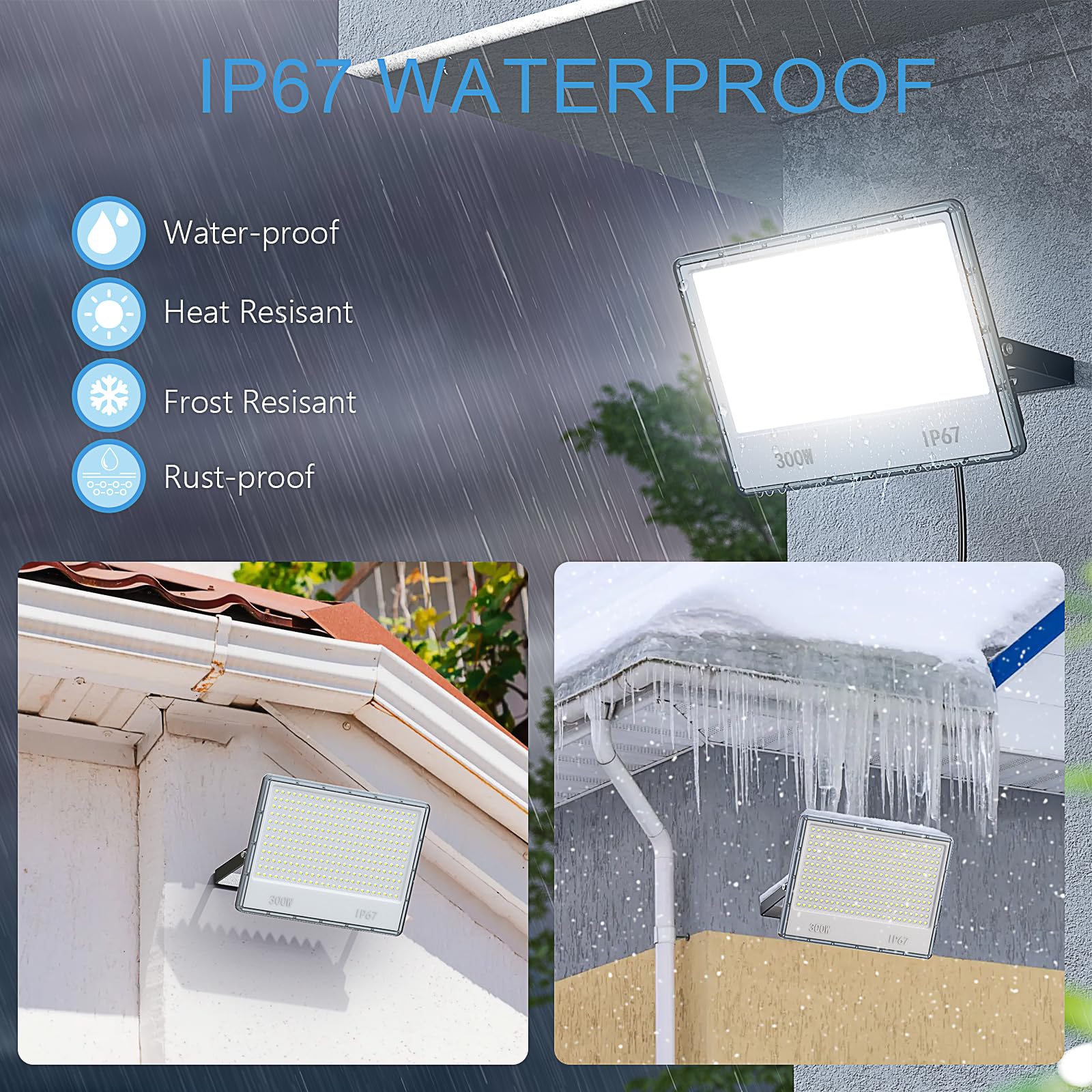 2 Faretti LED 100W ANNIFUNLY | 10000LM, IP67 Impermeabile | Per Esterni, Giardino, Garage | Bianco Freddo 6500K - Foto 6