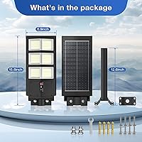 Vista 9 de 4000W Solar Lights Outdoor, 6500K Solar Street Light IP66 Waterproof, Solar Security Flood Lights Motion Sensor with Remote Control for Yard