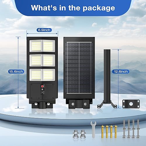 Miniatura 9 de 4000W Solar Lights Outdoor, 6500K Solar Street Light IP66 Waterproof, Solar Security Flood Lights Motion Sensor with Remote Control for Yard,