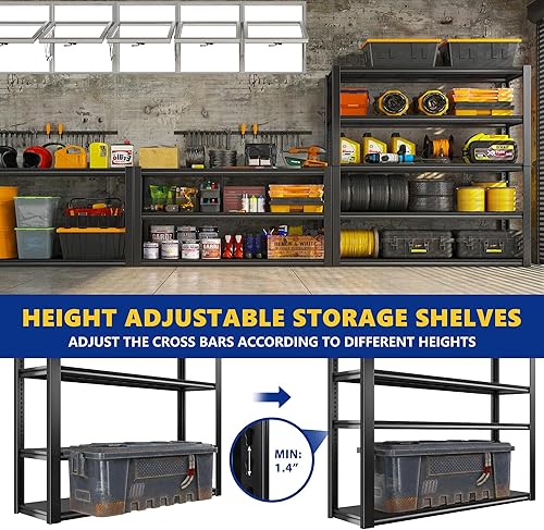 Miniatura 6 de REIBII Estantería de garaje de 48 pulgadas de ancho, estantes de almacenamiento de 2500 libras, estantes de garaje ajustables para almacén,