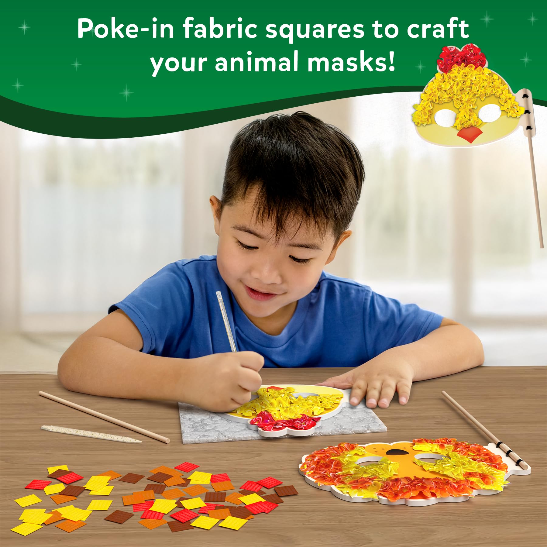 Skillmatics Poke-in Art - Animal Masks, Mess-Free Fun for Kids, DIY Sewing Craft Kits, Creative Activity, Gifts for Girls & Boys Ages 4, 5, 6, 7, 8, 9 — view 3