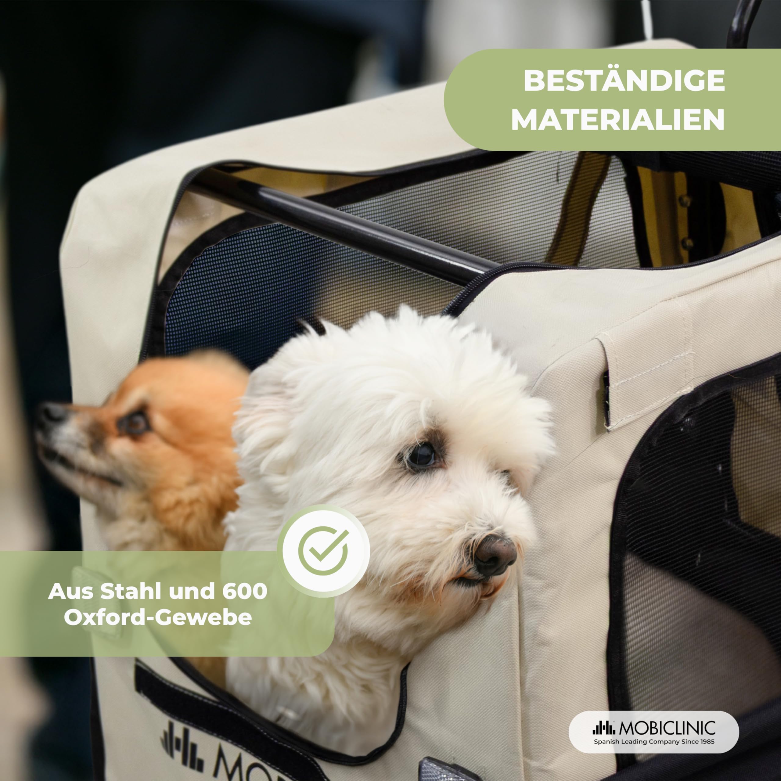 Mobiclinic®, Hundeanhänger für Fahrrad + Hundewagen, 2 in 1, Bis 40 kg, wasserdichte Abdeckung, 123x67x100 cm, Reflektoren & Fahne, 600D Oxford, Für Kleine und Mittelgroße Hunde
