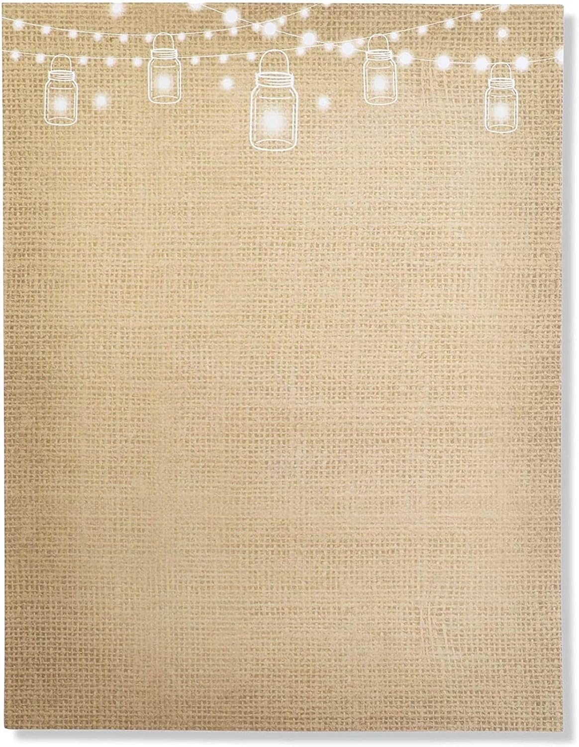 Mason Jar and String Light Rustic Stationery Set (Letter Size, 100 Sheets) : Office Products