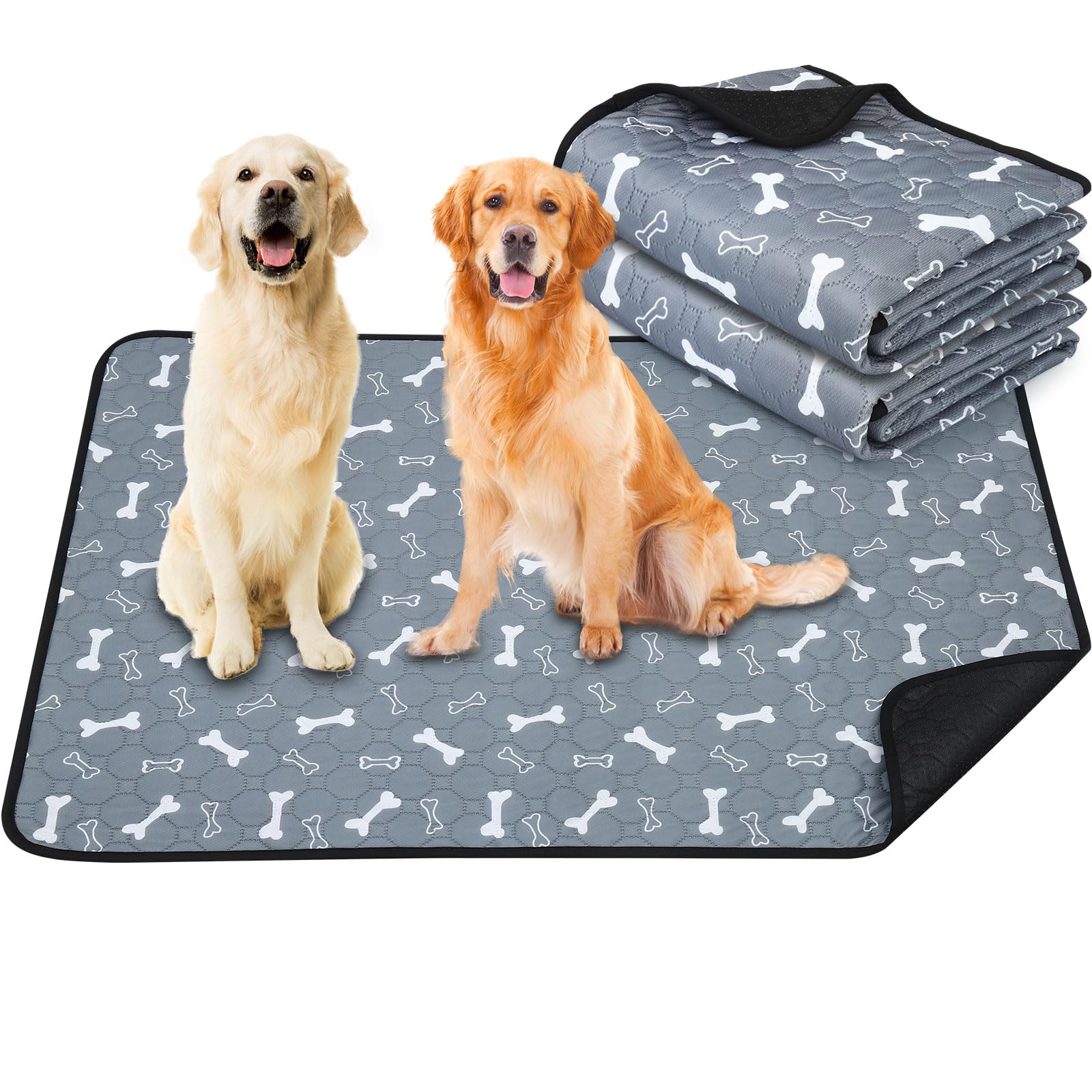 2 Unidades de Empapador para Perros Lavable e Impermeable, 90 x 120 cm Máxima Absorción, Reutilizable y Base Antideslizante Tapete de Entrenamiento Ideal para Perros, Gatos, Conejos y Cobayas