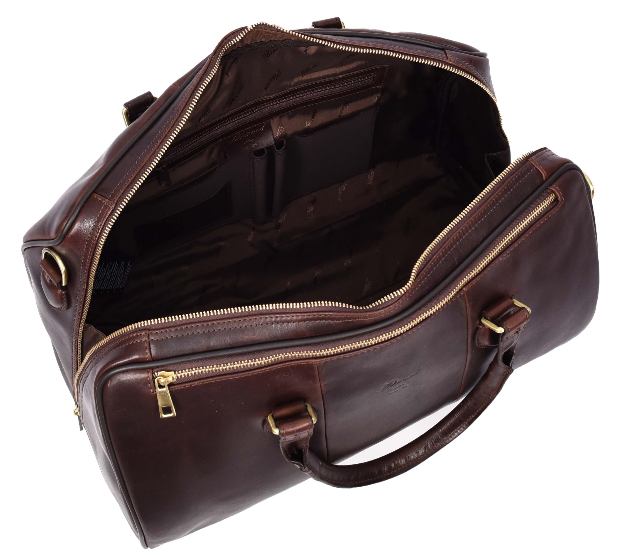 Bolsa de lona de cuero de primera calidad, tamaño A47, Brown, L, Bolsa de viaje
