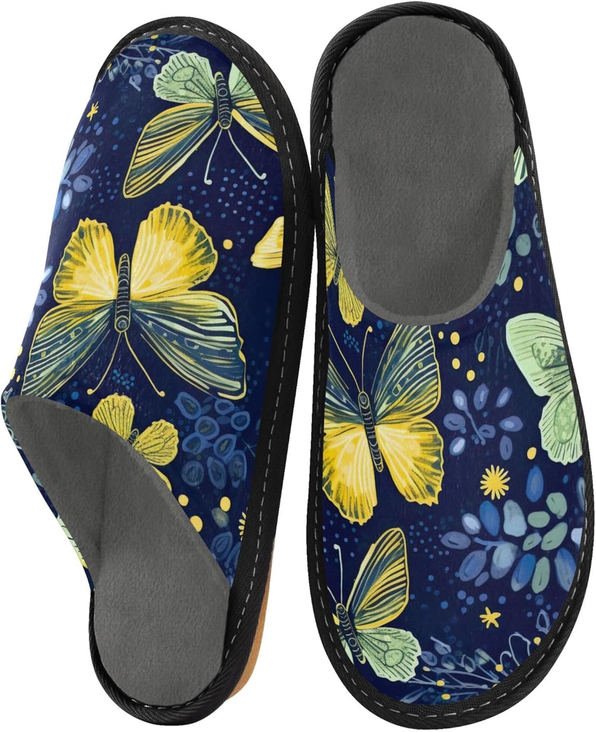 Butterfly House Slippers – Cozy Fuzzy Slippers for Guests, Washable & Disposable, Perfect for Shoeless Home, Spa & Hotel Use A111112