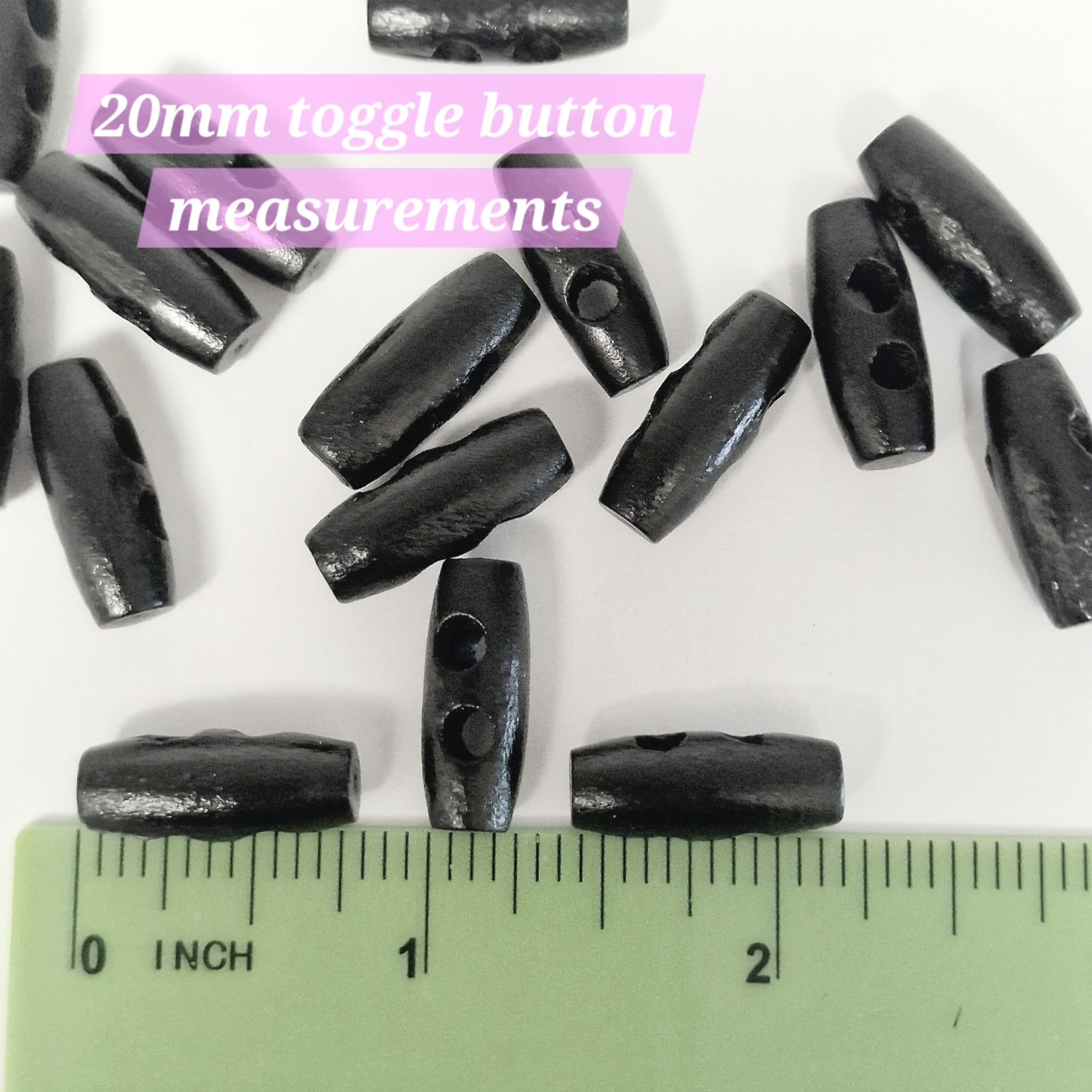 MajorCrafts 40pcs 20mm Small Oval Toggle 2-Holes Wood Sewing Buttons Arts & Crafts Embellishments (Black) - Image 4