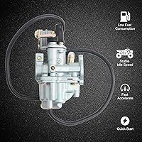 Vista 3 de Carburador LT50 y caja de filtro de aire y válvula de combustible Petcock con bujía para Suzuki ATV Quadmaster 50 LT-A50 2002-2005, ALT50 1983-1984