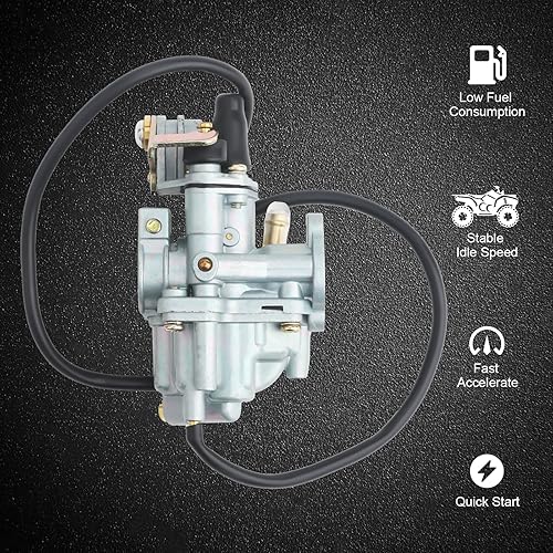Miniatura 3 de Carburador LT50 y caja de filtro de aire y válvula de combustible Petcock con bujía para Suzuki ATV Quadmaster 50 LT-A50 2002-2005, ALT50 1983-1984,